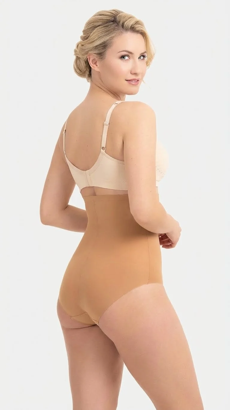 Pınarca Kadın Slip Korse Külot Yüksek Bel Lazer Kesim Ten Rengi - Detay Çekim